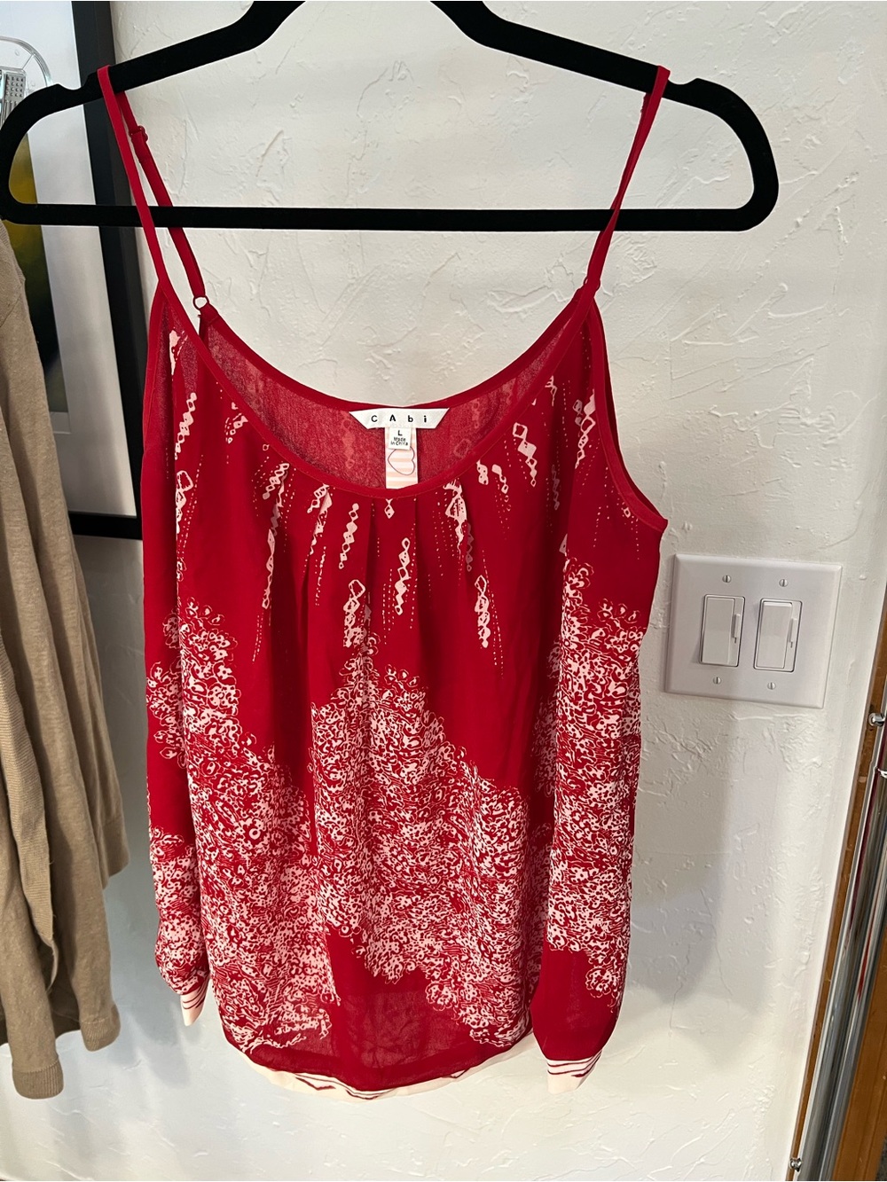 CAbi Red Floral-Print Spaghetti-Strap Camisole